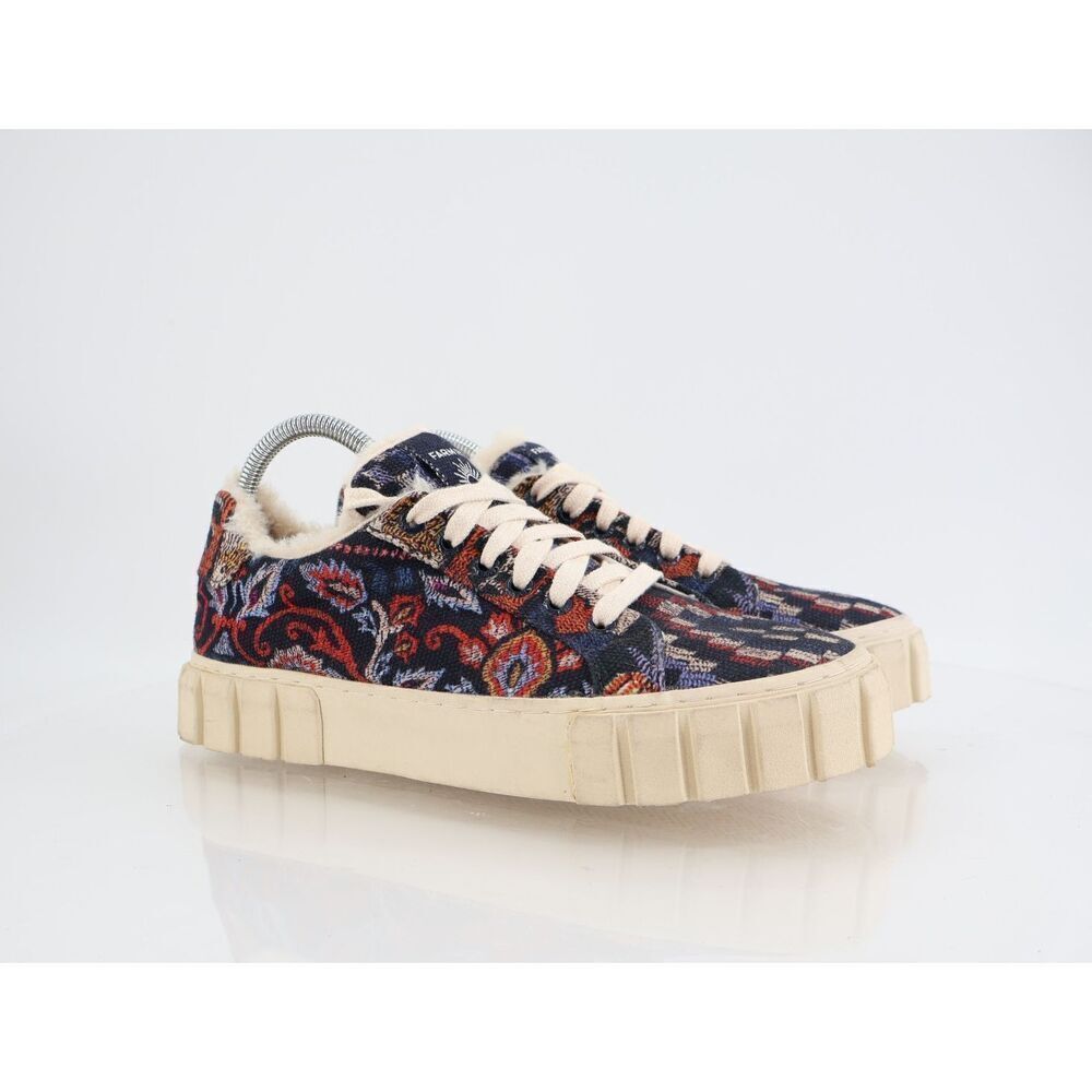 Farm Rio Ainika Floral Platform Sneaker Size 8.5 Blue Fabric Lace Up Shoes